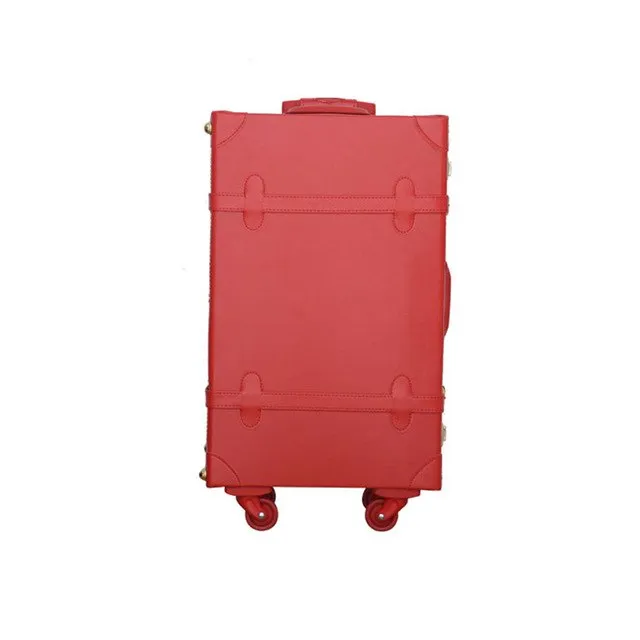 12 24Inches Retro Suitcase Box,Female Korea Fashion Red Bride Luggage Set,Vintage Pu Leather