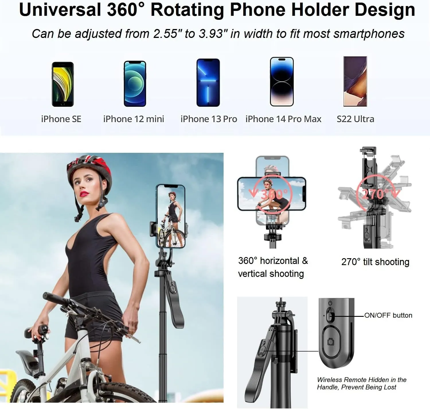 1.5M Extendable Tripod Stand with Stabilizer for iPhone, Android, and Cameras