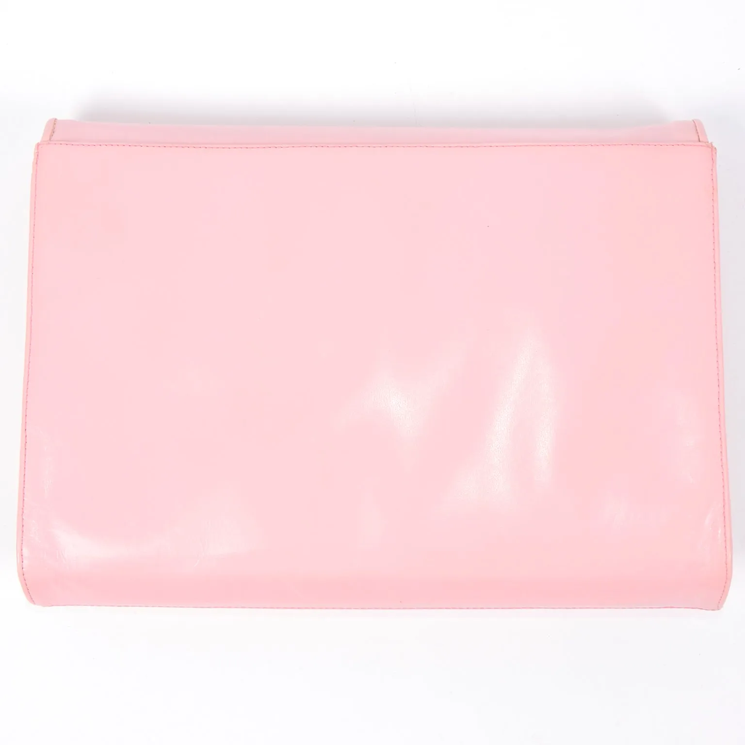 1980s Vintage Pink Leather Clutch w Removable Shoulder Strap