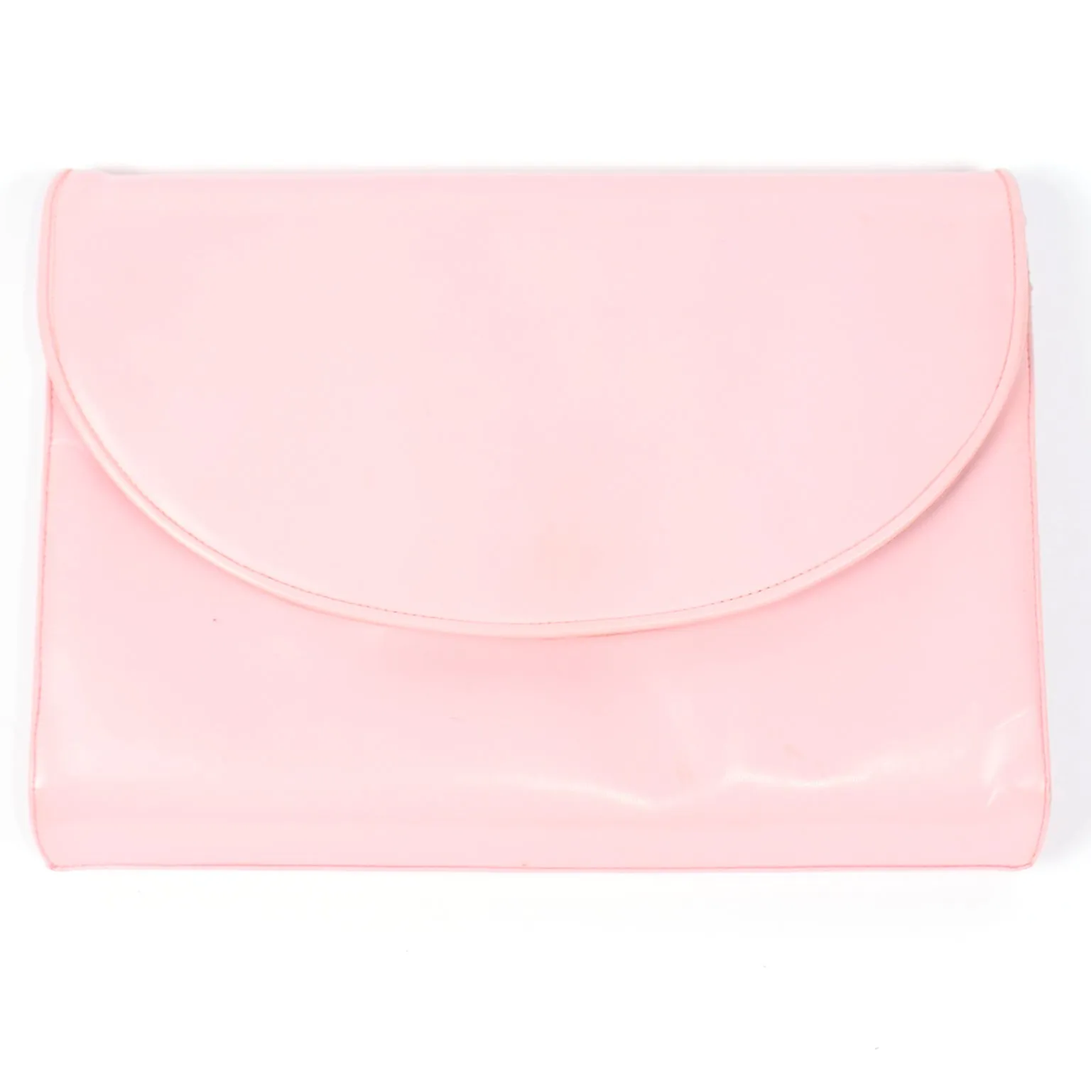 1980s Vintage Pink Leather Clutch w Removable Shoulder Strap