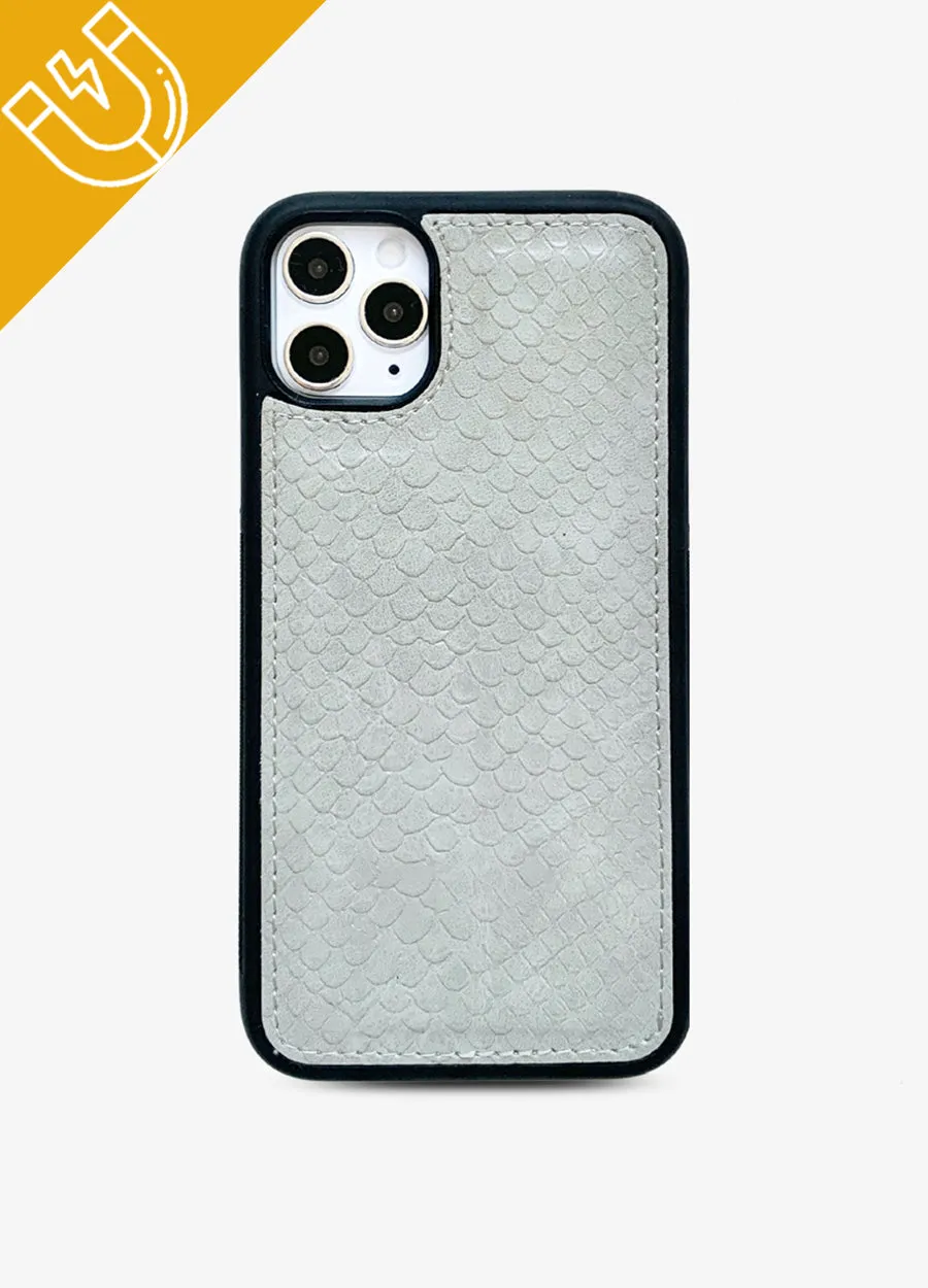 2-in-1 RFID Crossbody Wallet Phone Case in Gray Snakeskin