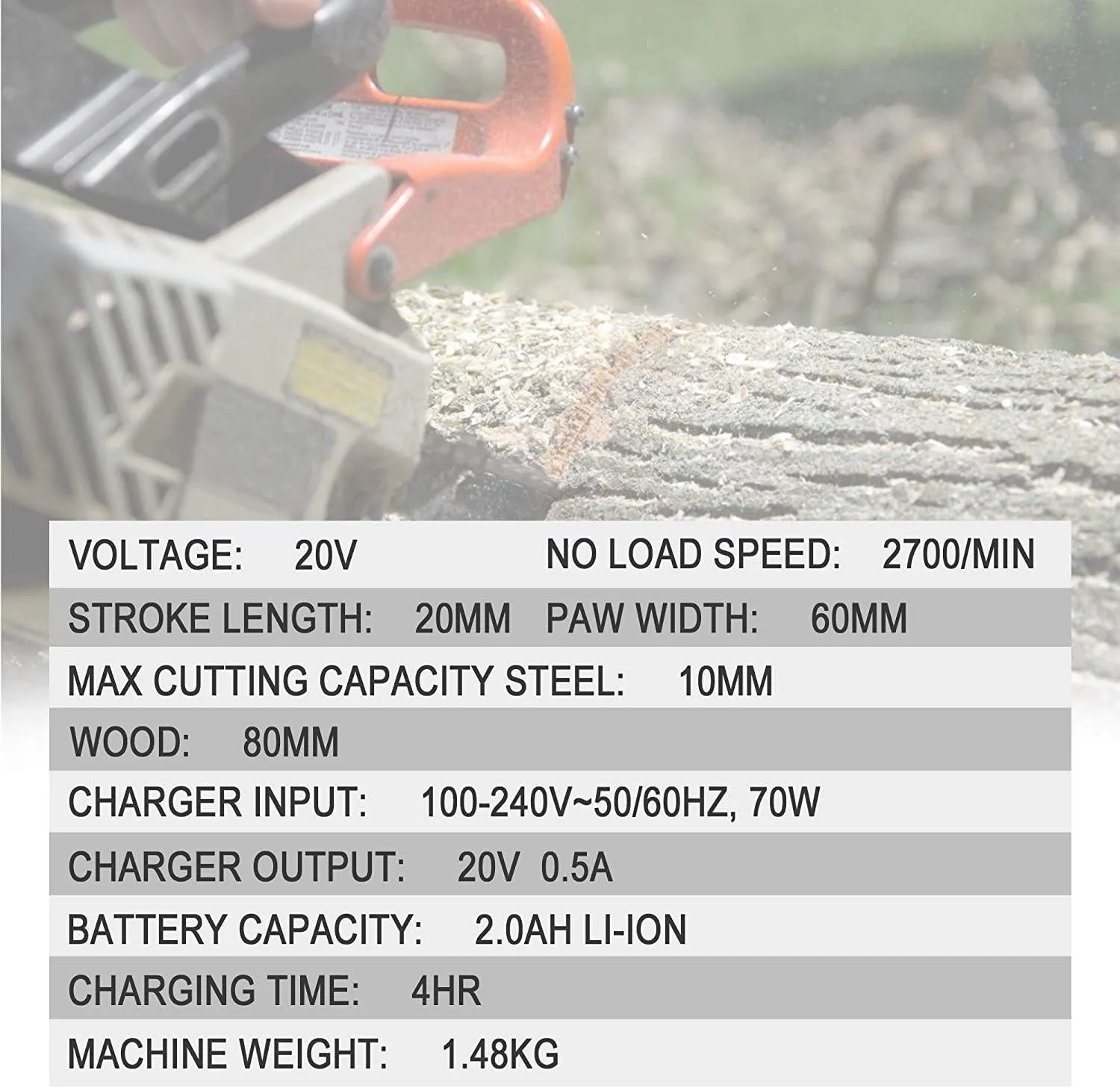 20-Volt Max Lithium-Ion Cordless Reciprocating Saw, w/2 Batteries, Portable & Lightweight One Hand Compact Reciprocating