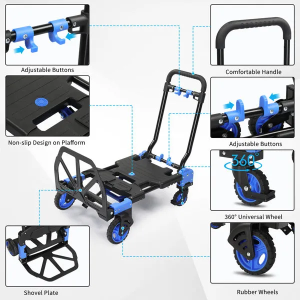 330LBS 2-in-1 luggage trolley blue