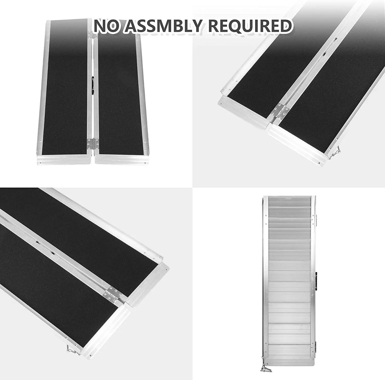 4 ft. Portable Wheelchair Ramp Aluminum, Lightweight Easy To Transport, Single Fold Wheelchair Ramps, For Doorways, Stairs, Porch