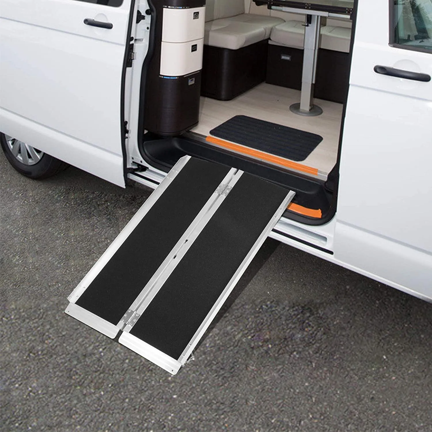 4 ft. Portable Wheelchair Ramp Aluminum, Lightweight Easy To Transport, Single Fold Wheelchair Ramps, For Doorways, Stairs, Porch