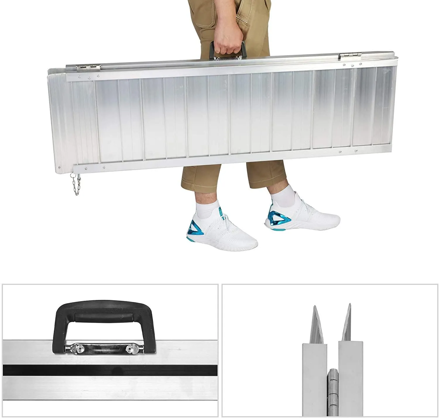 4 ft. Portable Wheelchair Ramp Aluminum, Lightweight Easy To Transport, Single Fold Wheelchair Ramps, For Doorways, Stairs, Porch