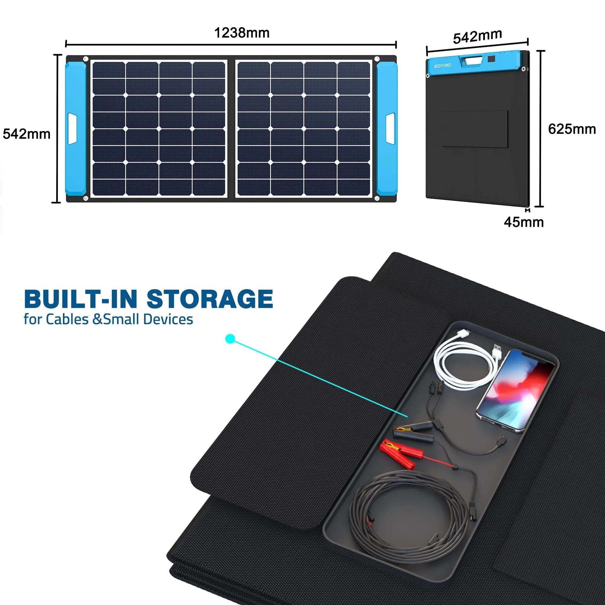 Acopower Foldable Kits Light weight suitcase 100W, w/controller