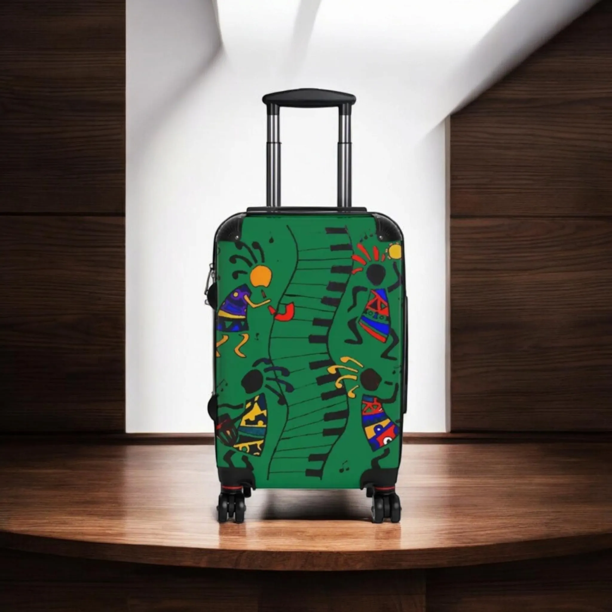 Afro Music Cartoon Suitcase, Handcrafted Luggage Bag, Traveler Gift, Unique Travel Case