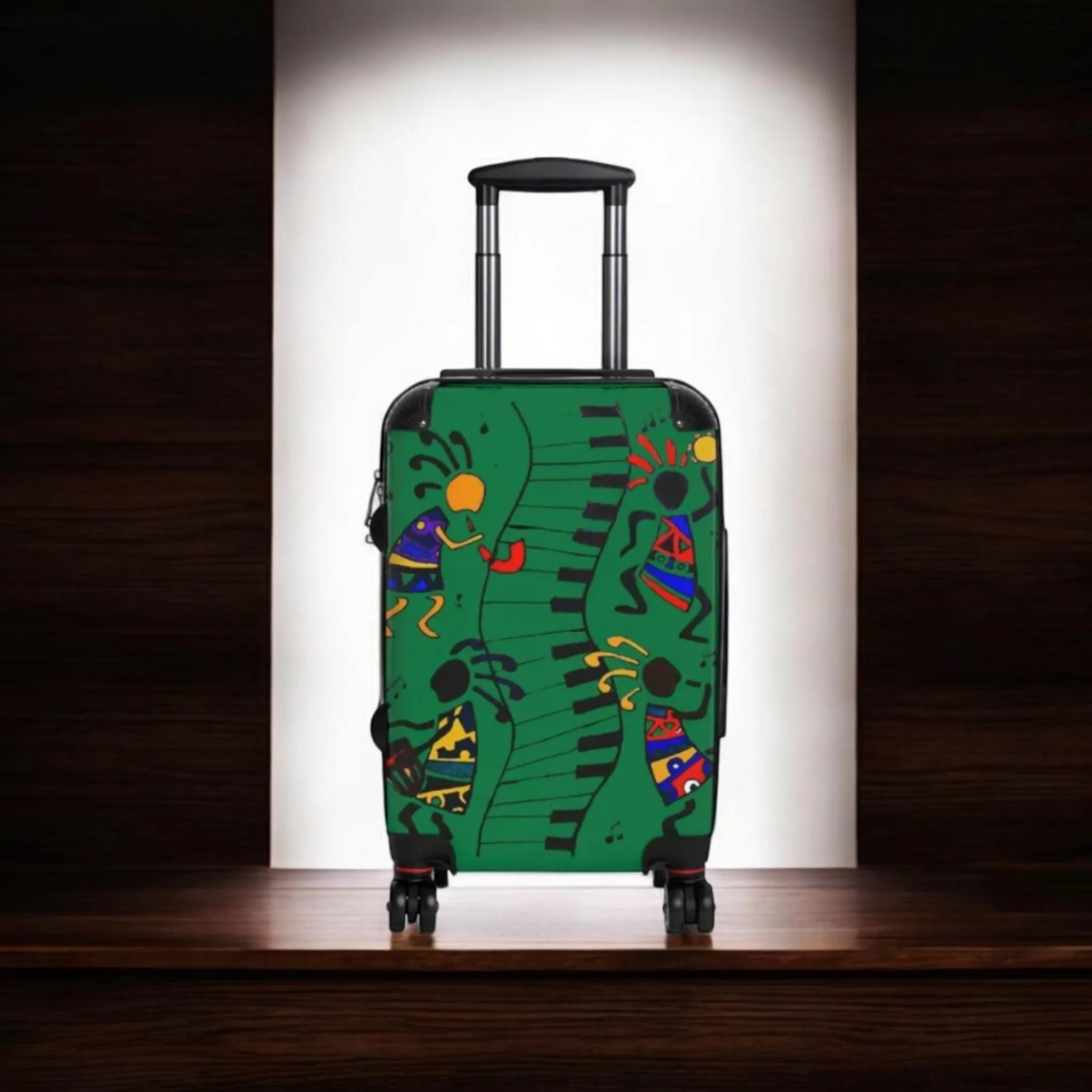 Afro Music Cartoon Suitcase, Handcrafted Luggage Bag, Traveler Gift, Unique Travel Case