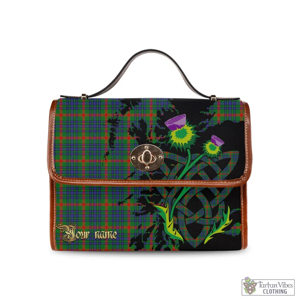 Aiton Tartan Waterproof Canvas Bag with Scotland Map and Thistle Celtic Accents