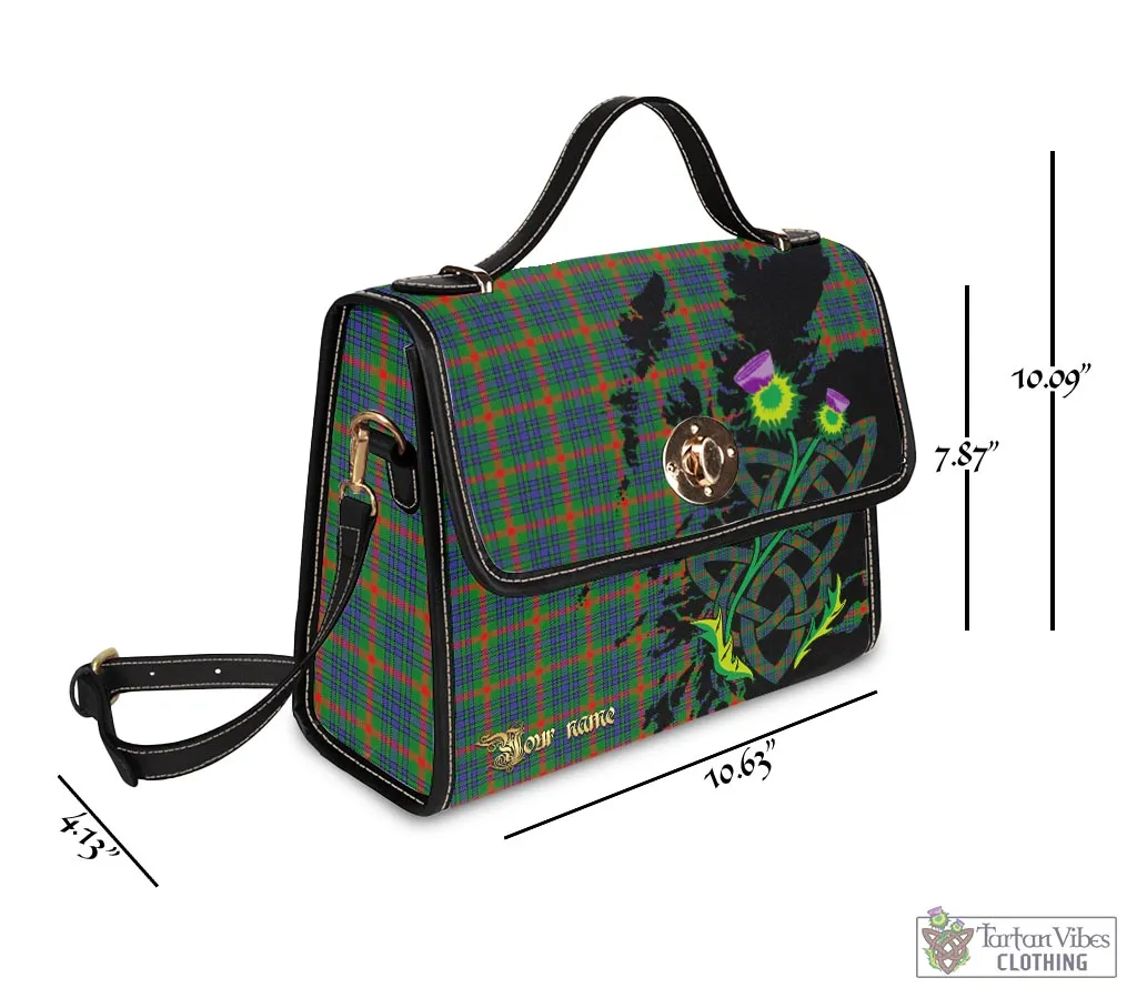 Aiton Tartan Waterproof Canvas Bag with Scotland Map and Thistle Celtic Accents