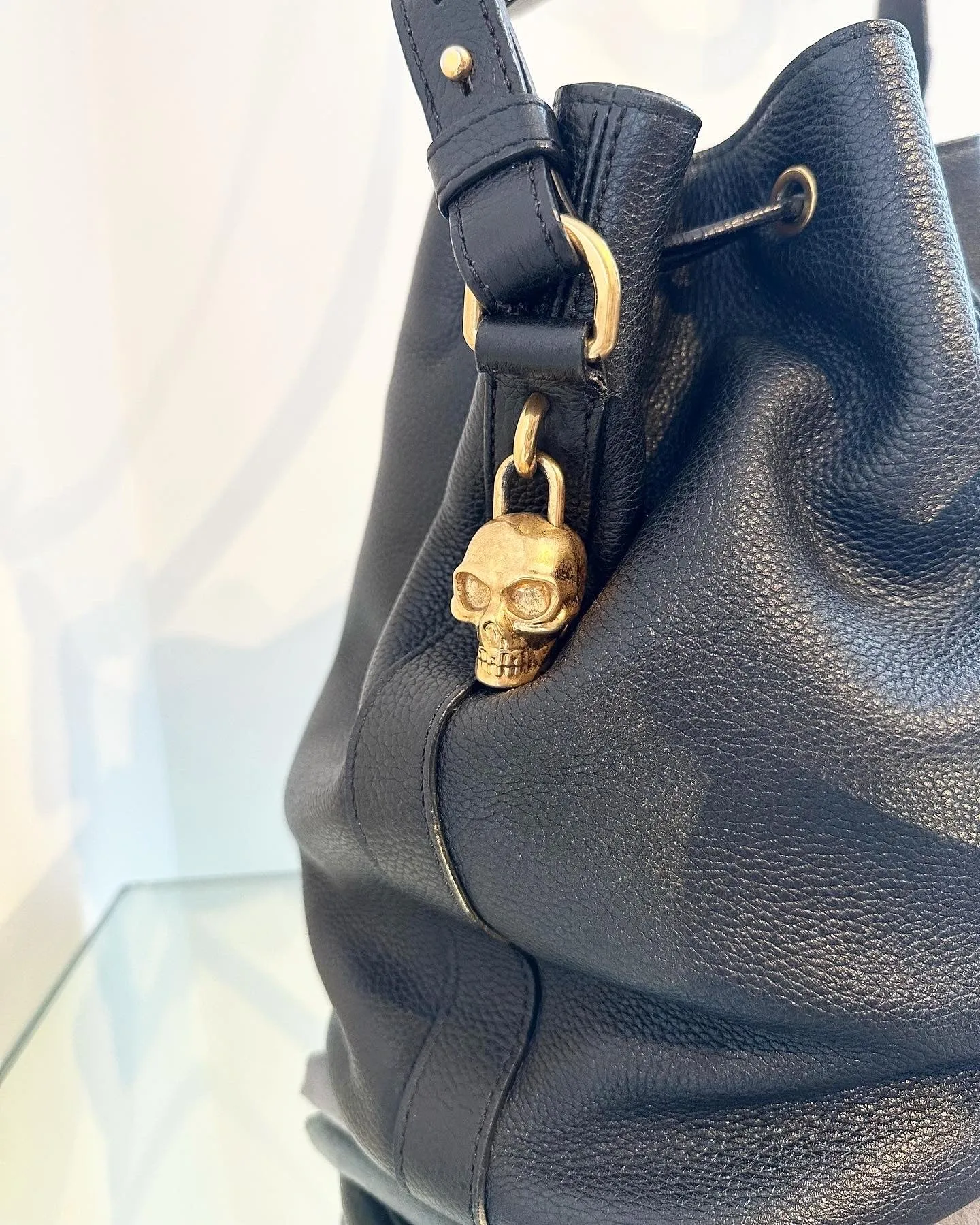 ALEXANDER MCQUEEN Padlock Skull Leather Bucket Bag