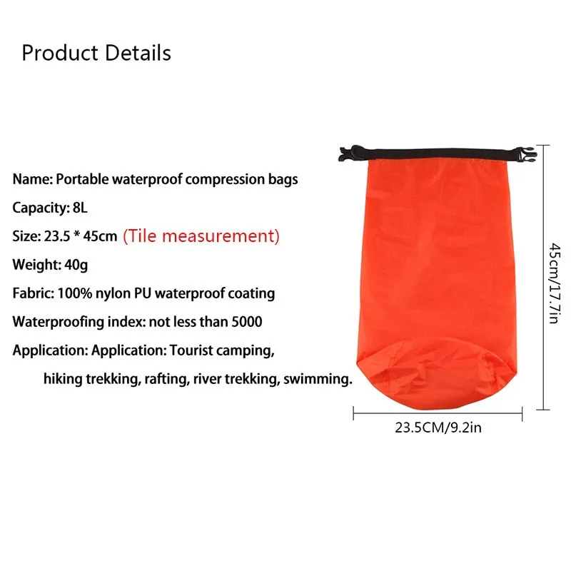 AOLIKES 8L Nylon Portable Waterproof Dry Bag