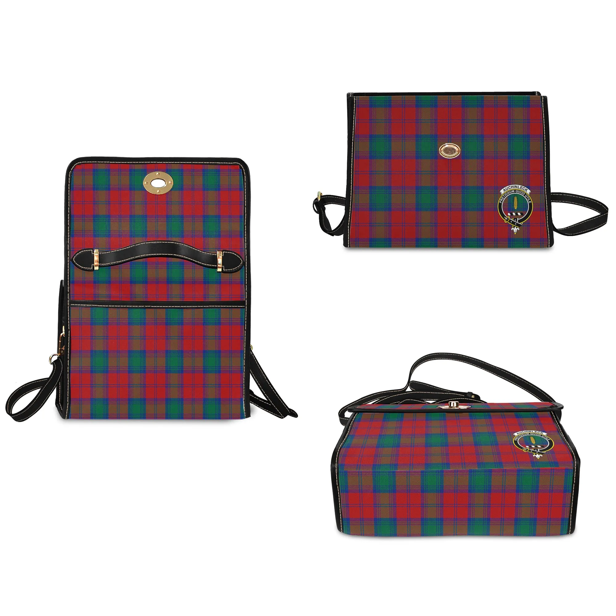 Auchinleck (Affleck) Tartan Waterproof Canvas Bag with Family Crest