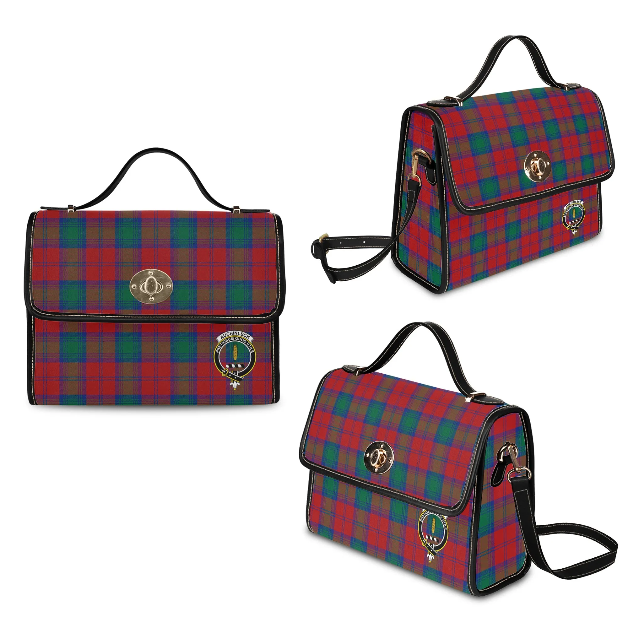 Auchinleck (Affleck) Tartan Waterproof Canvas Bag with Family Crest