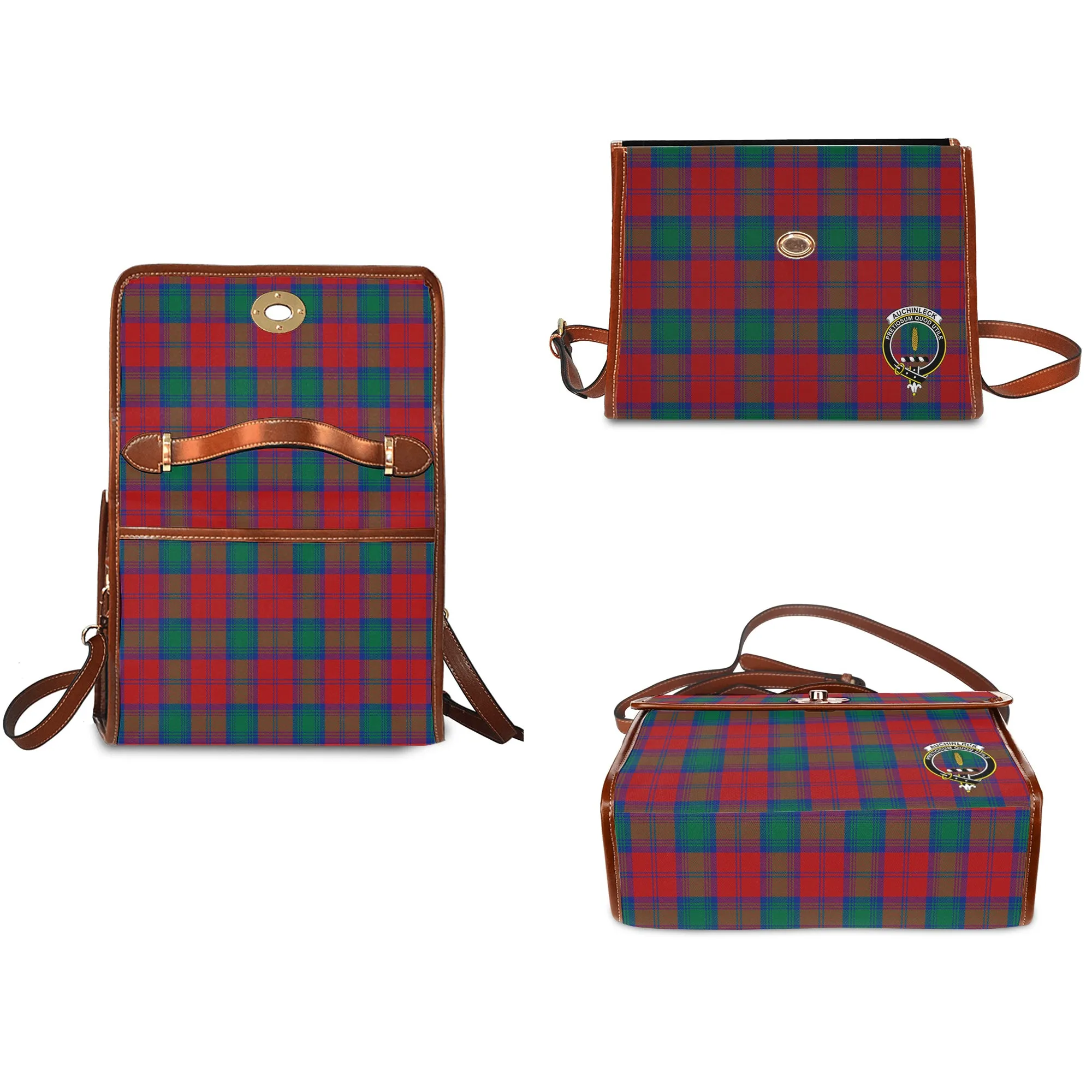 Auchinleck (Affleck) Tartan Waterproof Canvas Bag with Family Crest