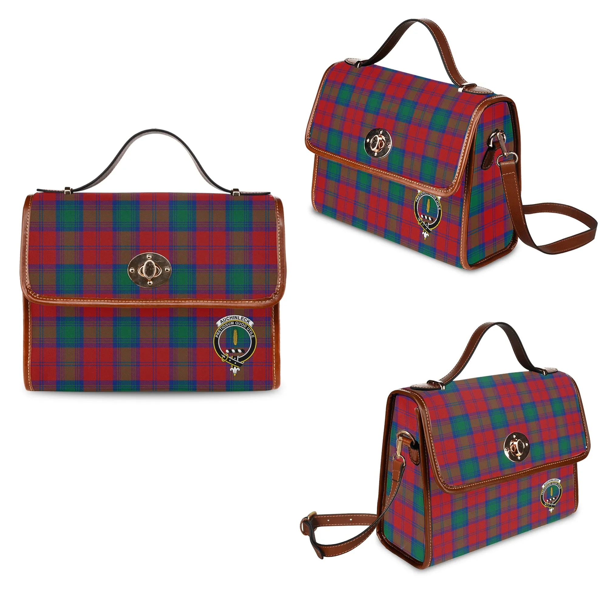 Auchinleck (Affleck) Tartan Waterproof Canvas Bag with Family Crest