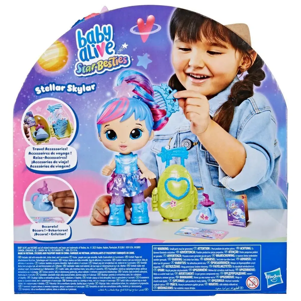 Baby Alive Star Besties Stellar Skylar Space-Themed 8 Inch Baby Alive Doll for Kids 3 Years and Up