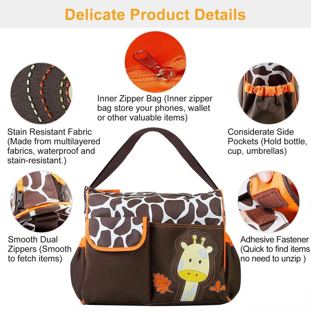 Baby Bucket Baby Diaper Nappy Changing Baby Diaper Bag Mummy Bag Handbag-(Pack of 1 – Orange Giraffe)