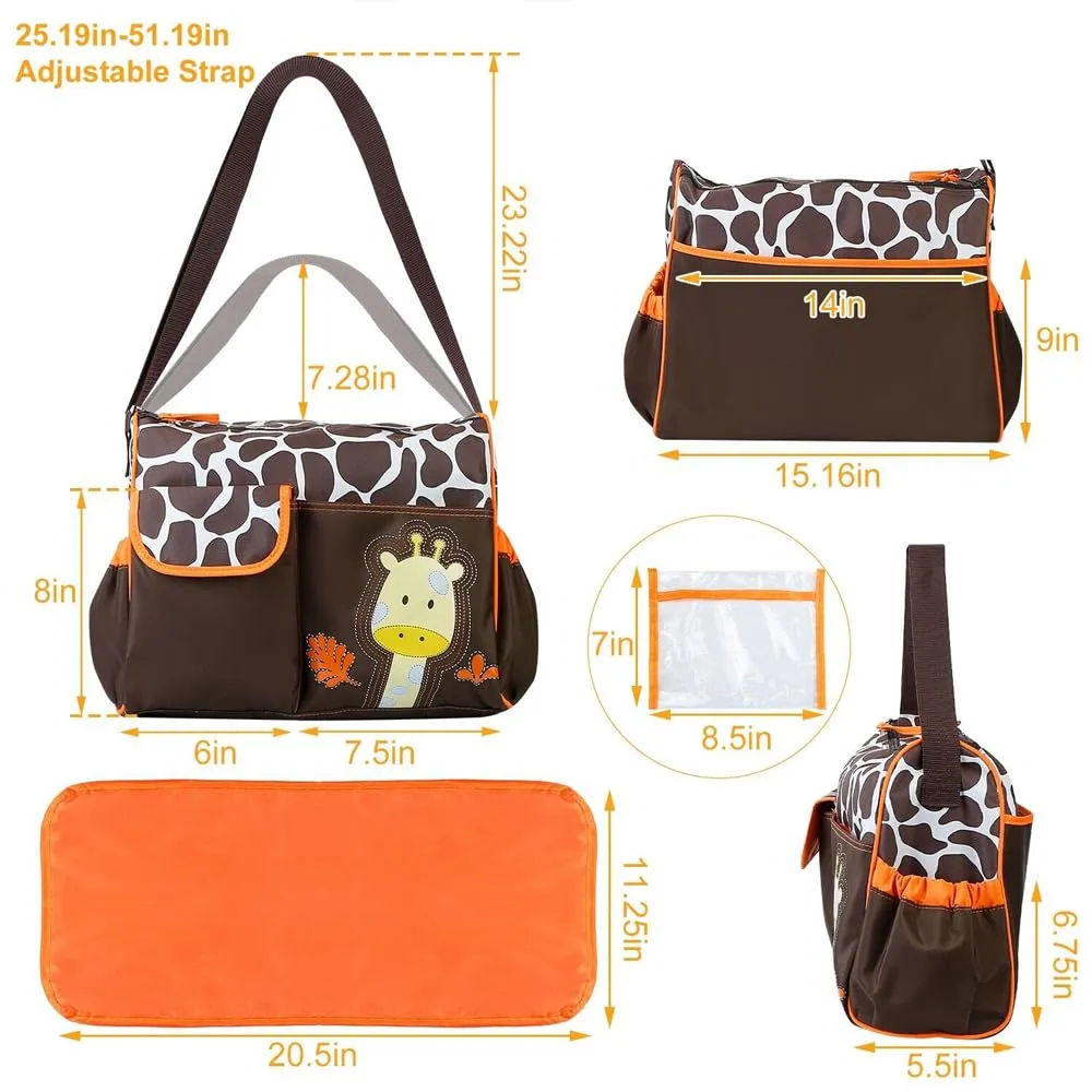 Baby Bucket Baby Diaper Nappy Changing Baby Diaper Bag Mummy Bag Handbag-(Pack of 1 – Orange Giraffe)