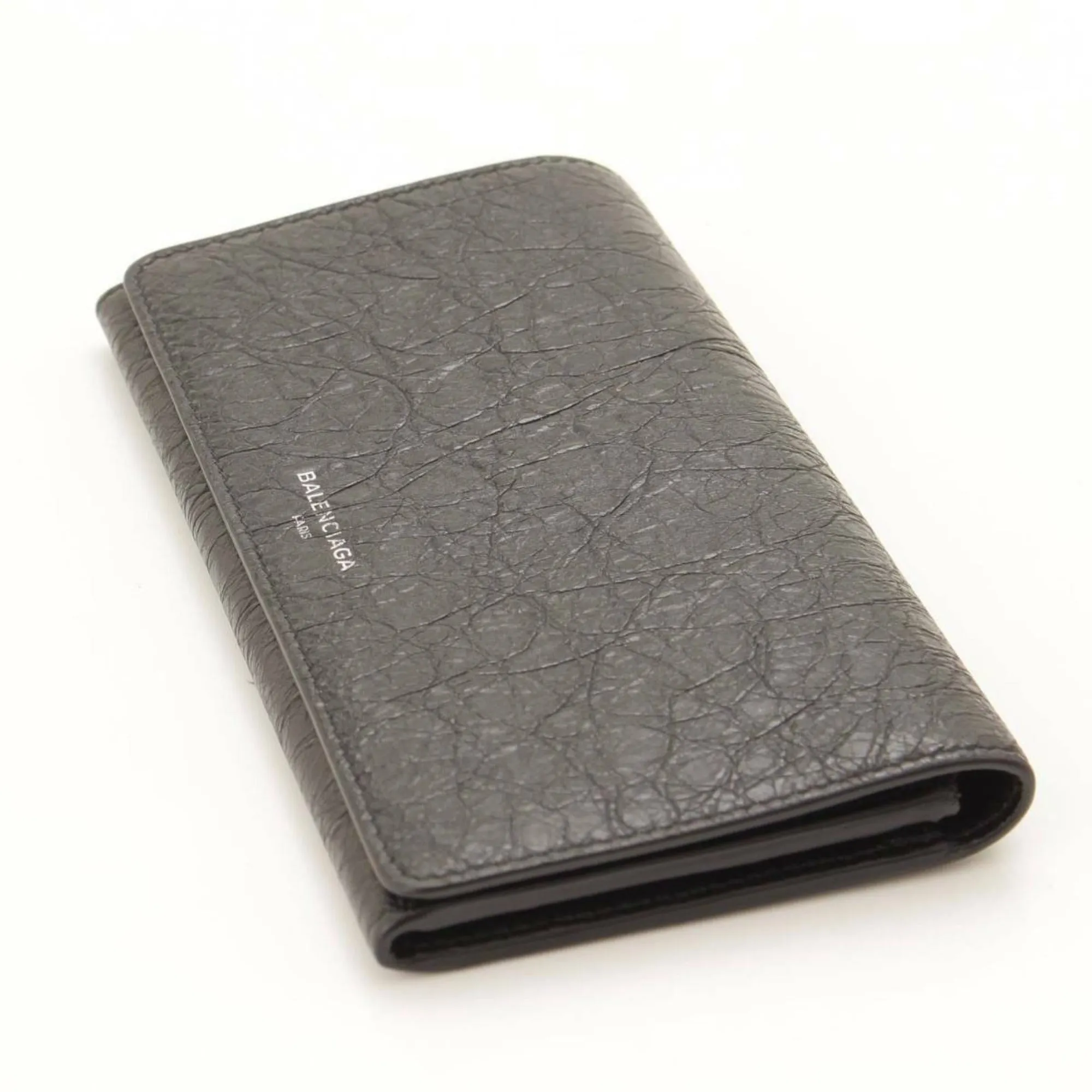 Balenciaga Antracite Grey Arena Leather Long Wallet