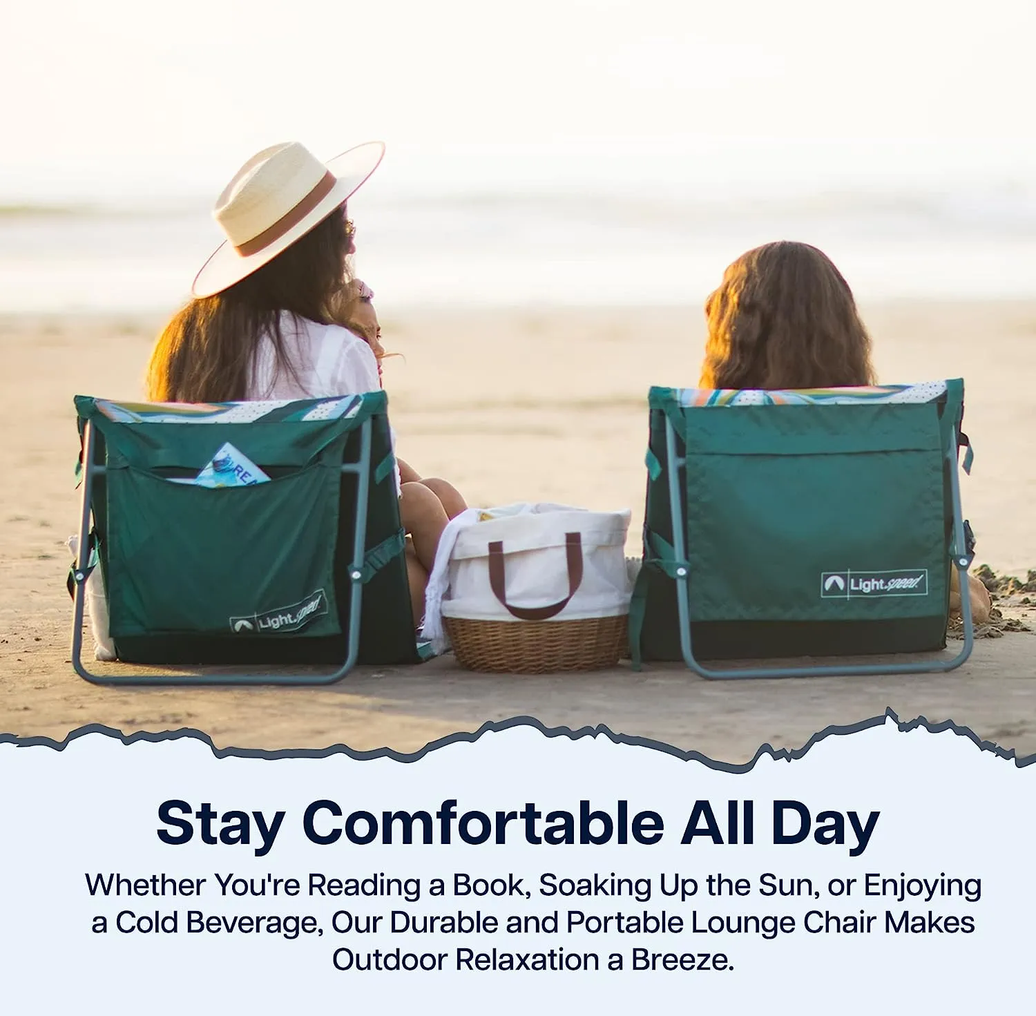 Beach Lounger, Portable Chair, 2-Pack