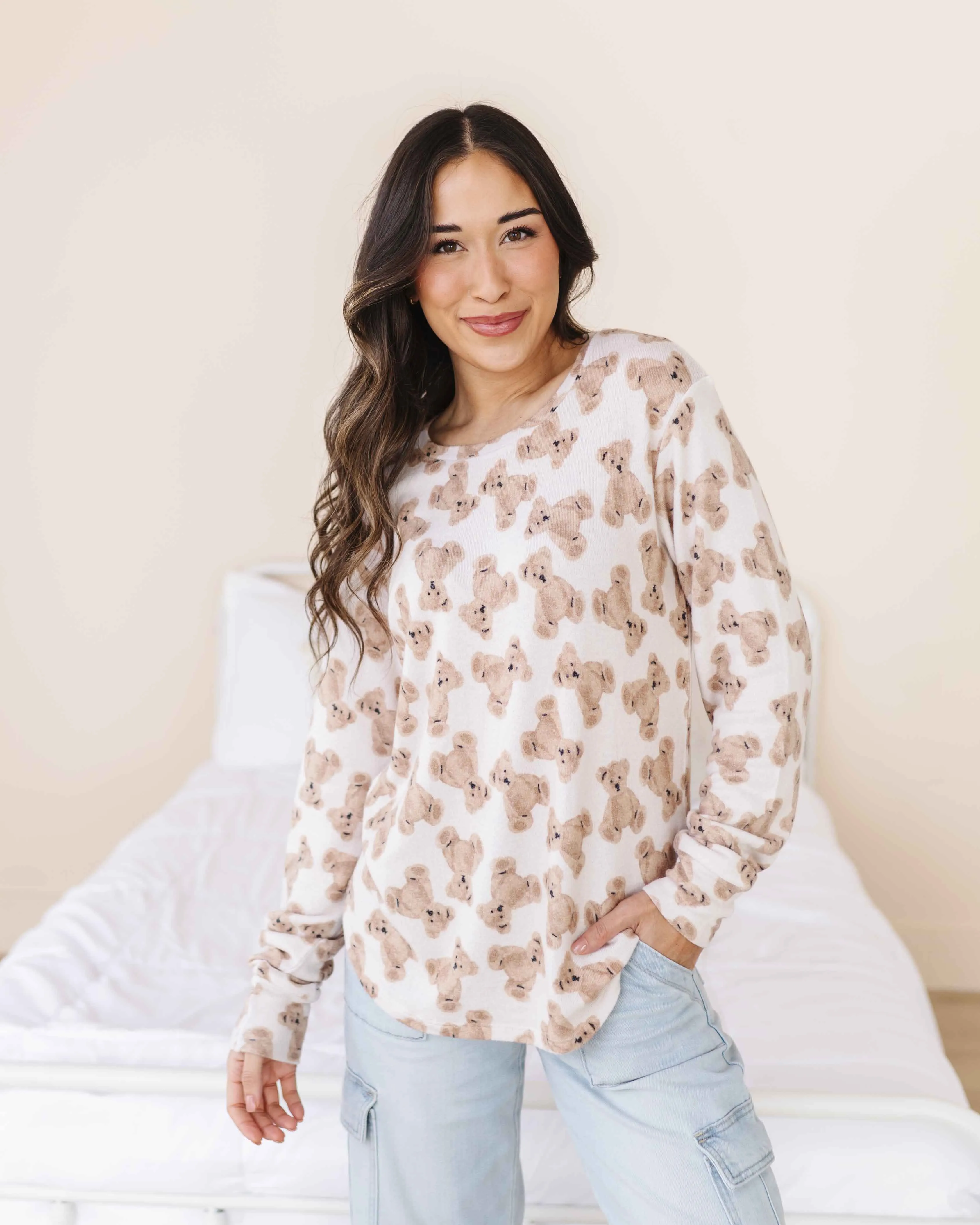 Bear Hugs Women's Long Sleeve Top - Cloud Plush Bamboo