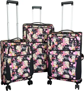 Betty Boop Biker 3 piece 4 Wheel Rolling Suitcase Set