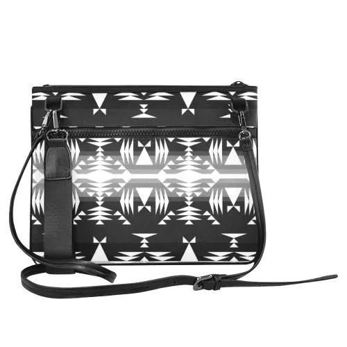 Between the Mountains Black and White Slim Clutch Bag