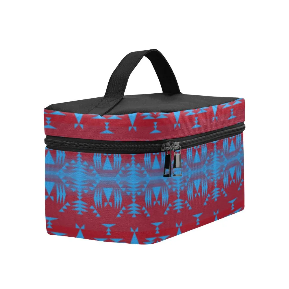 Between the Mountains Red Teal Cosmetic Bag/Large