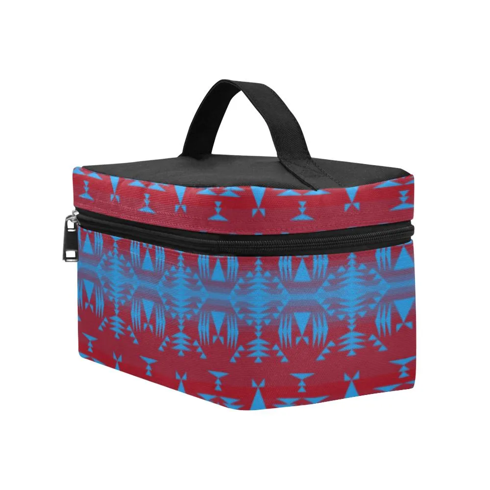 Between the Mountains Red Teal Cosmetic Bag/Large