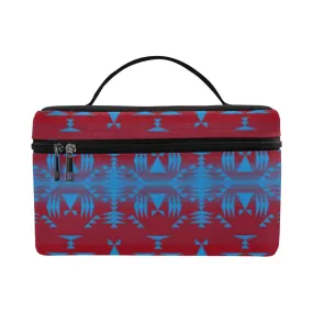 Between the Mountains Red Teal Cosmetic Bag/Large