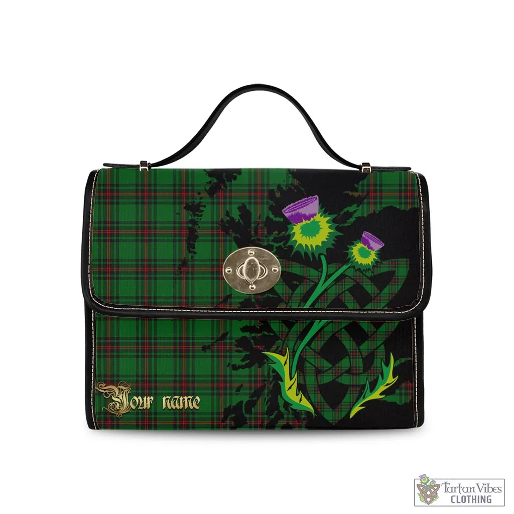 Beveridge Tartan Waterproof Canvas Bag with Scotland Map and Thistle Celtic Accents