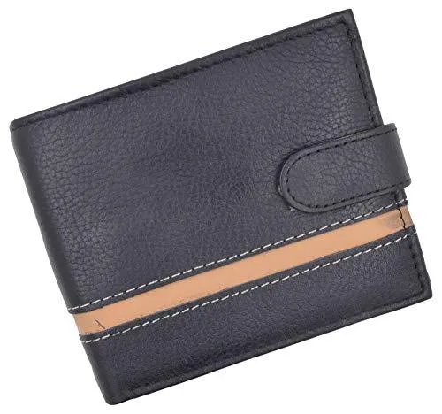 Bifold Men's Wallet Premium Leather Hipster Credit Card ID Coin Wallet With Snap Closure 403053