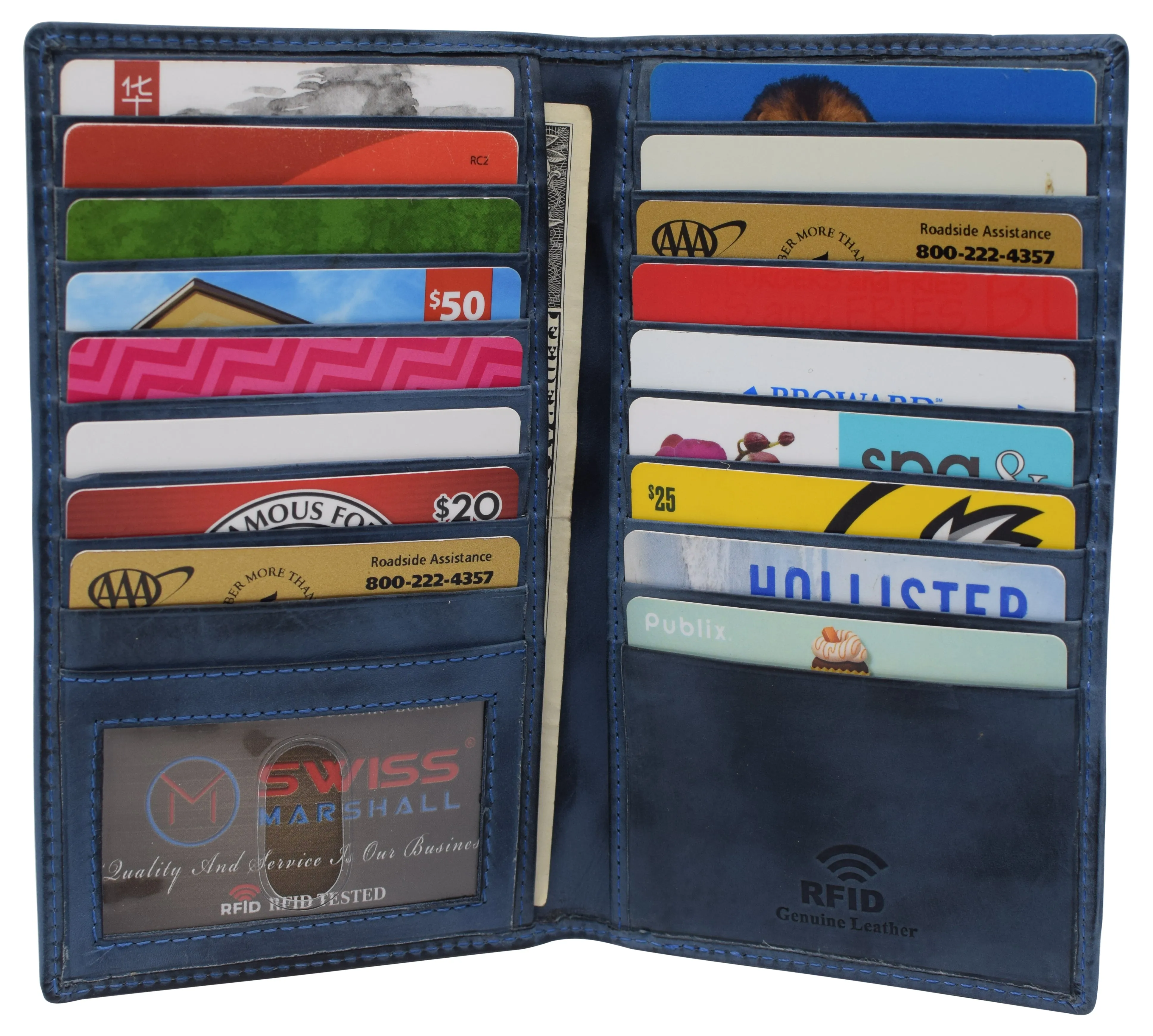 Bifold RFID Blocking Premium Leather Credit Card ID Holder Long Wallet