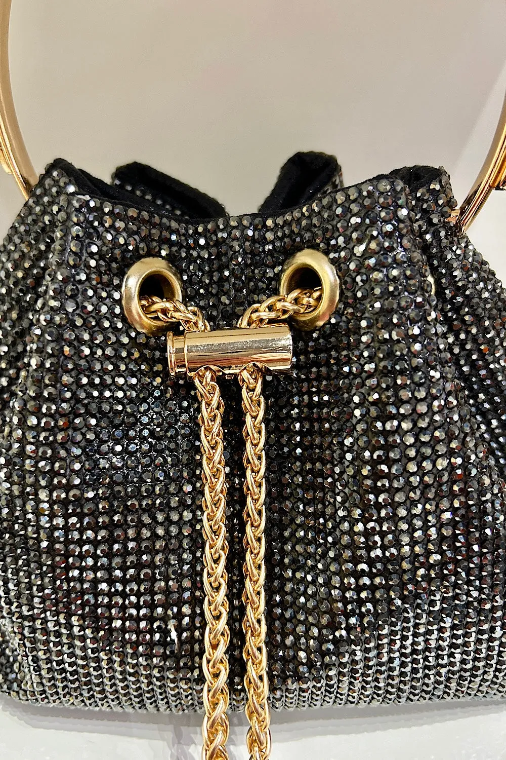 Black Diamante Bucket Bag