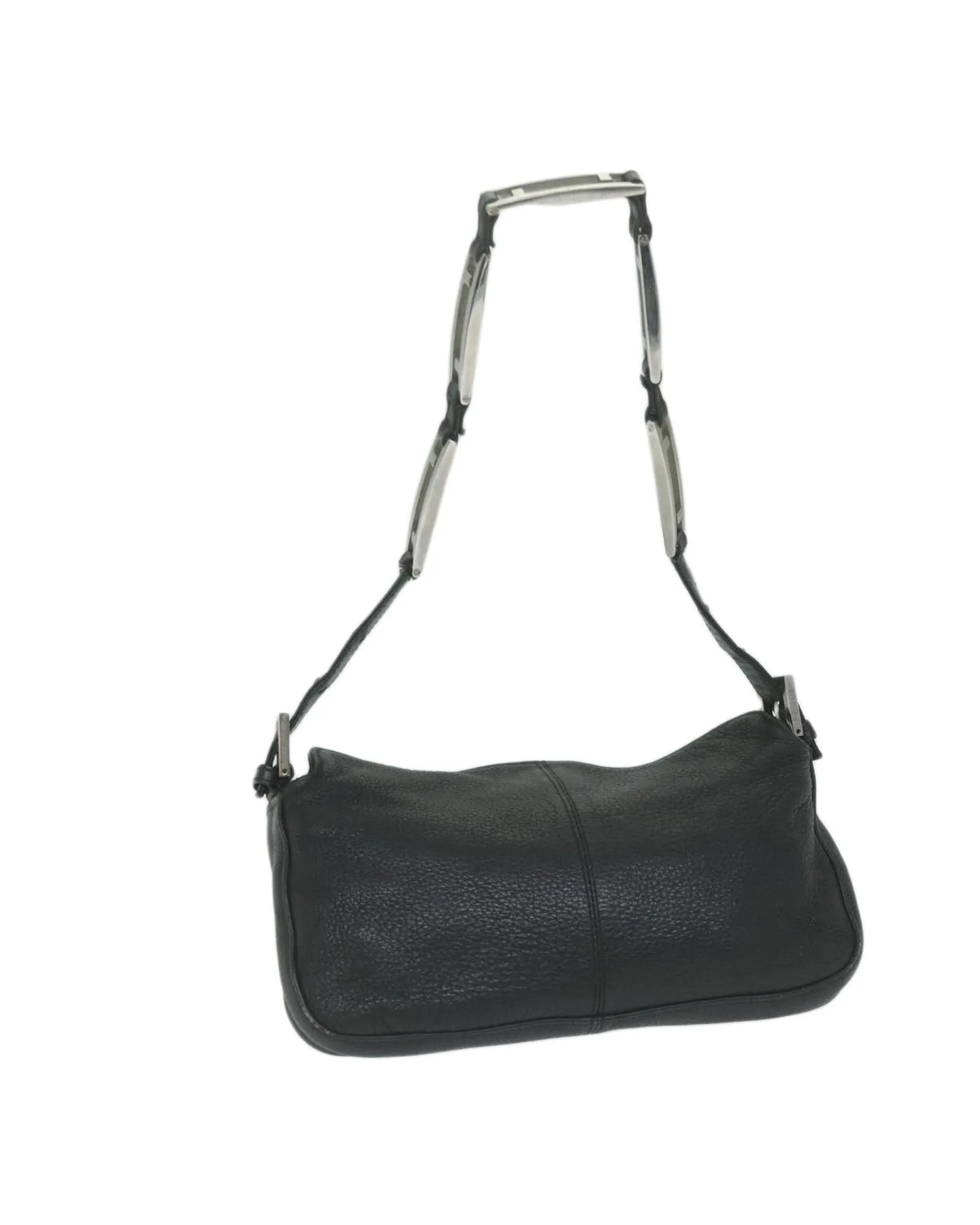 Black Leather Chain Shoulder Bag by Italian Designer