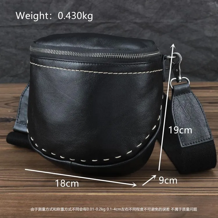 Black MENS LEATHER FANNY PACK Messenger Bag BUMBAG Side Bag WAIST BAGS Belt Pouch For Men