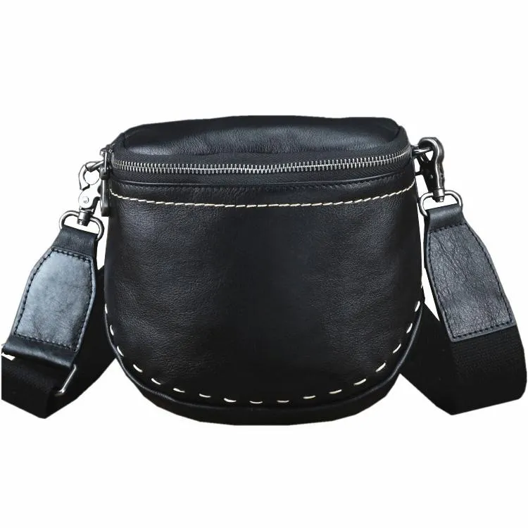 Black MENS LEATHER FANNY PACK Messenger Bag BUMBAG Side Bag WAIST BAGS Belt Pouch For Men