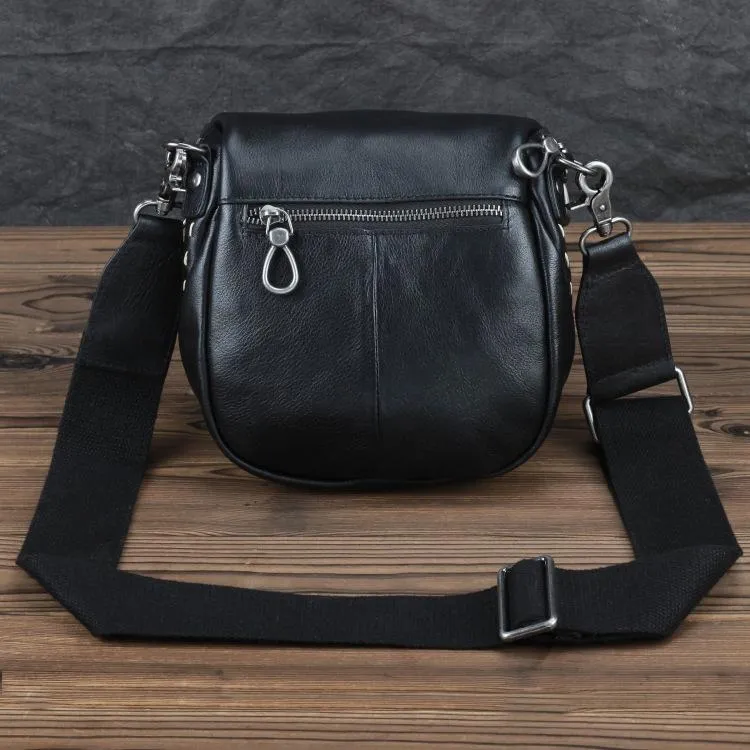 Black MENS LEATHER FANNY PACK Messenger Bag BUMBAG Side Bag WAIST BAGS Belt Pouch For Men