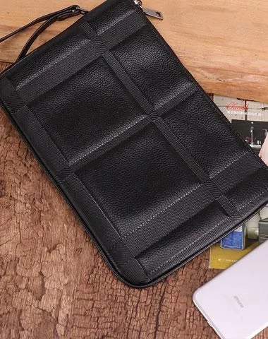 Black Mens Leather Slim Zipper Clutch Wristlet Purse Bag Clutch Bag For Men