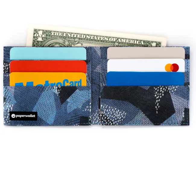 'Blue Camo' Flat Wallet | RFID Protection