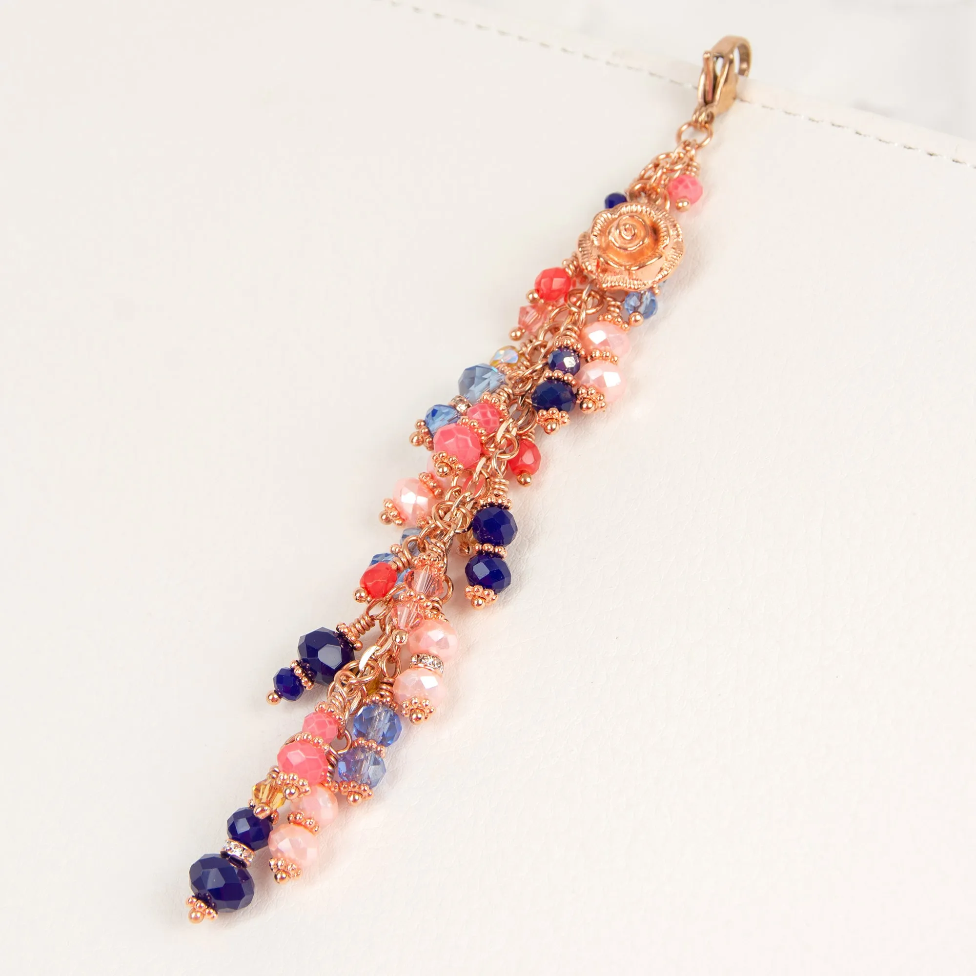 Blush and Navy Dangle Planner Charm in Rose Gold