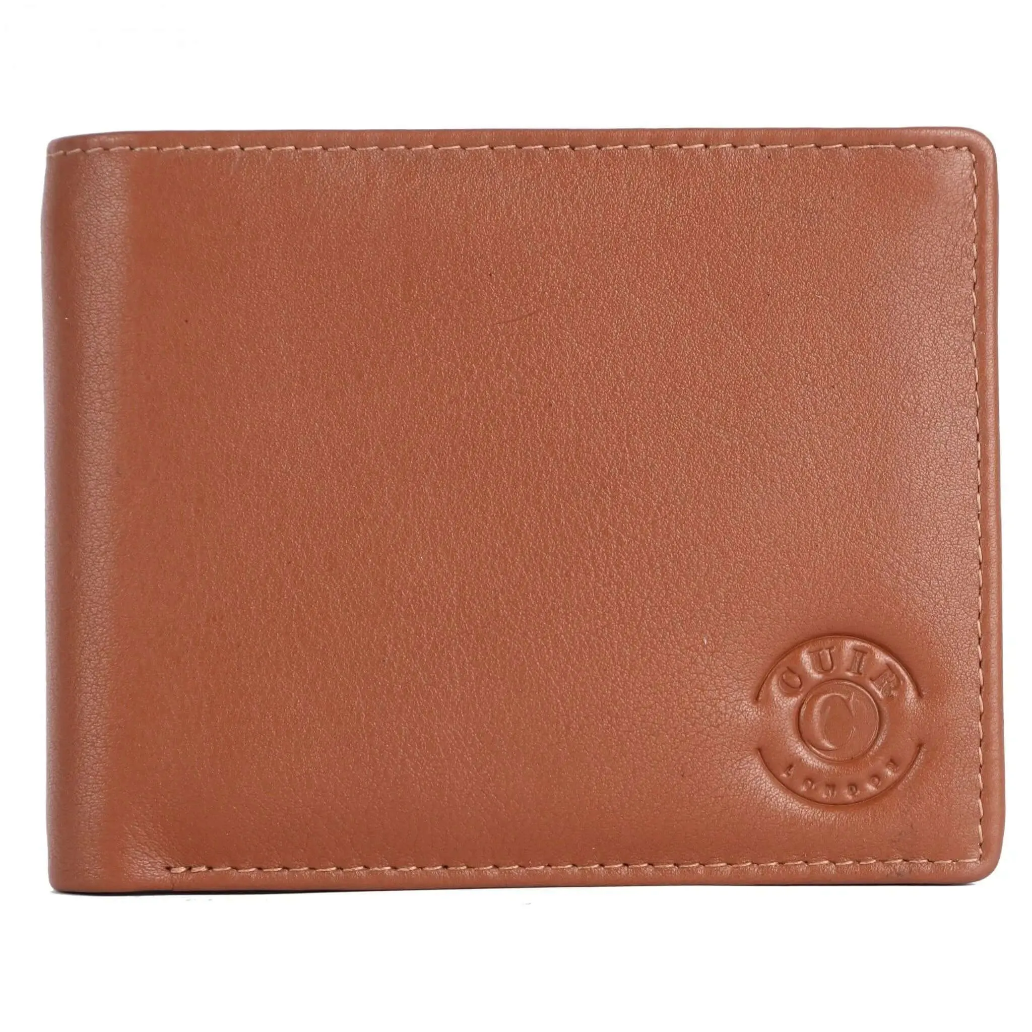 Brown Leather RFID Wallet: 11.5x9 cm Product Size