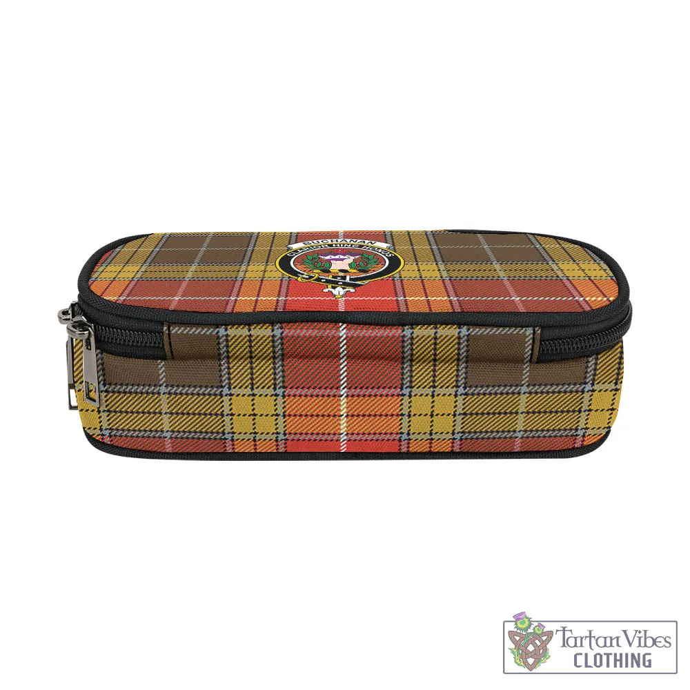 Buchanan Old Set Weathered Tartan Pen and Pencil Case with Family Crest