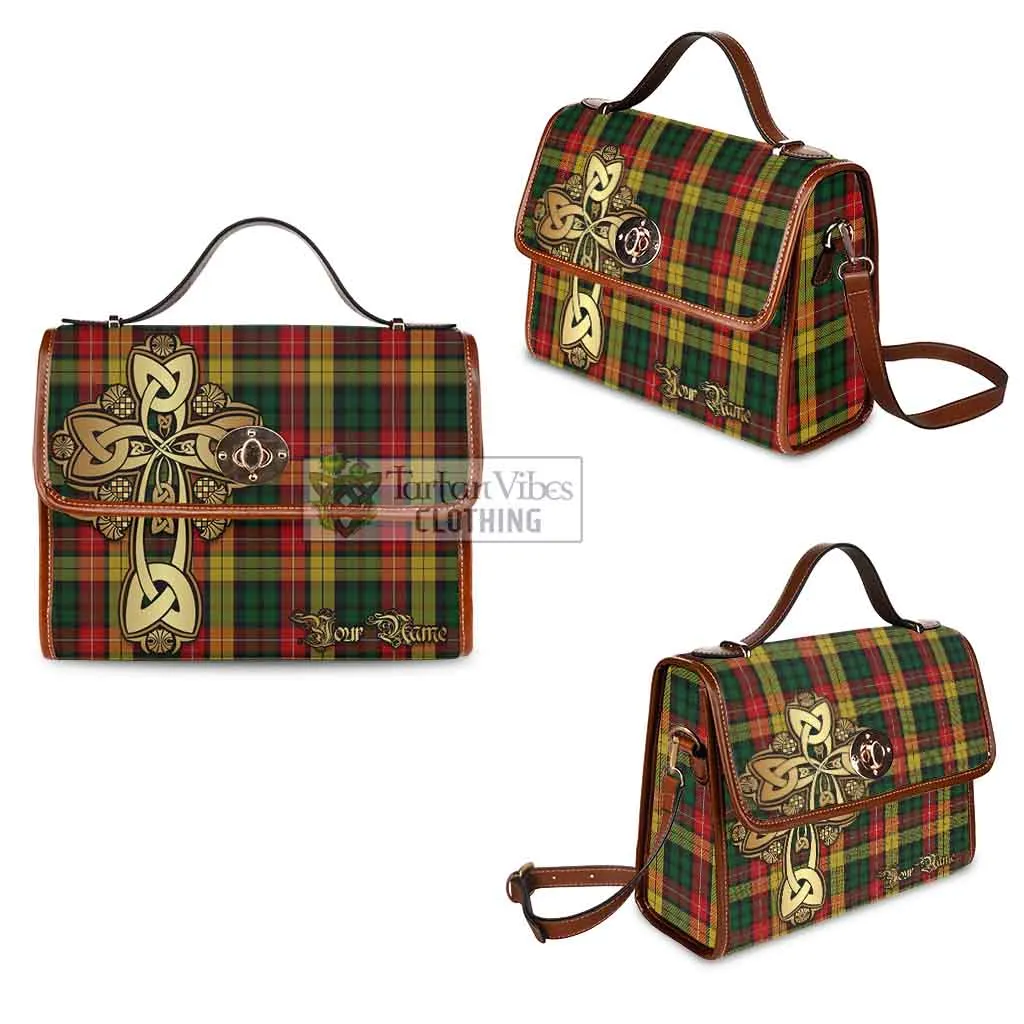 Buchanan Tartan Waterproof Canvas Bag Golden Thistle Celtic Cross Style