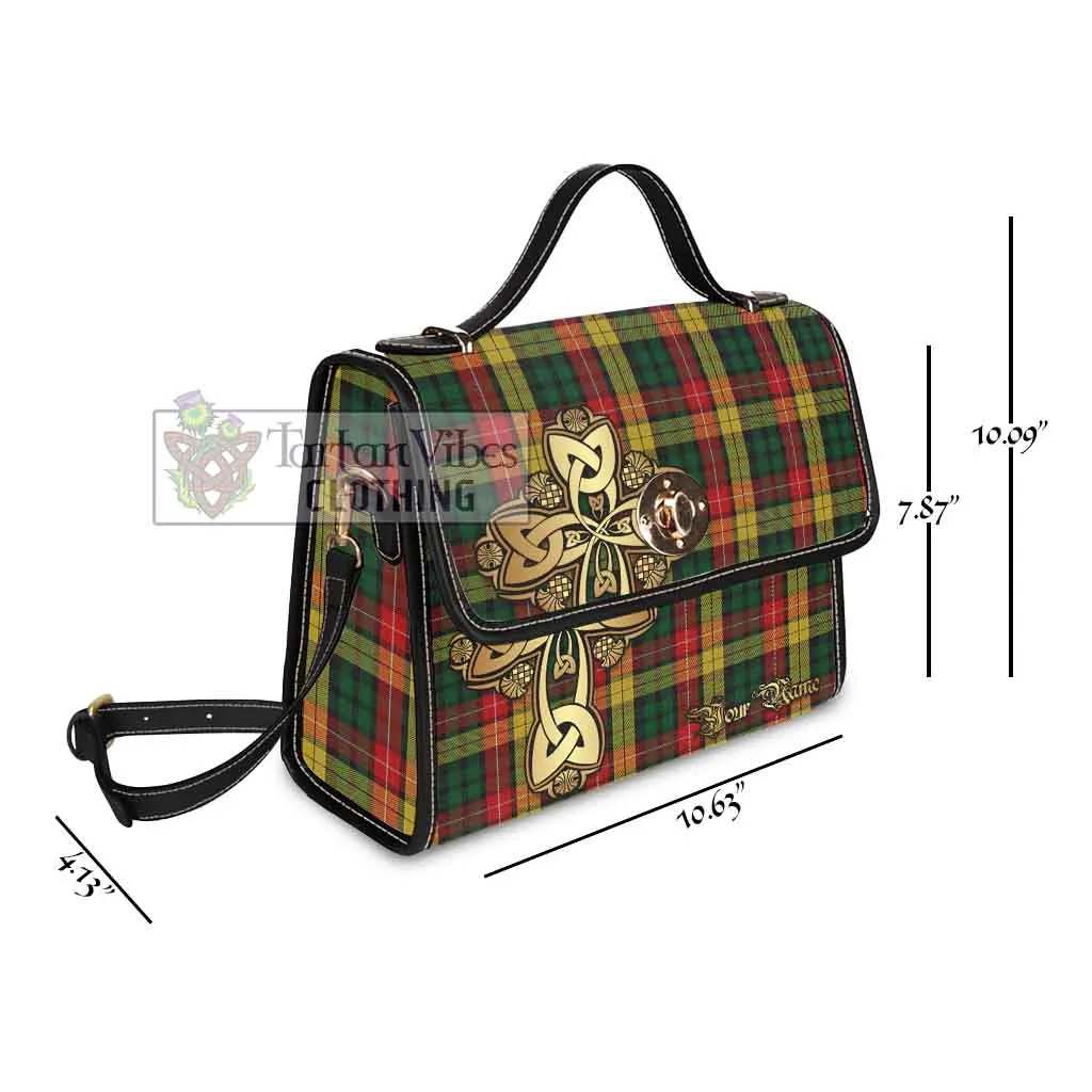 Buchanan Tartan Waterproof Canvas Bag Golden Thistle Celtic Cross Style