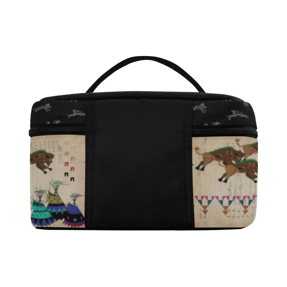 Buffalos Running Black Sky Cosmetic Bag/Large