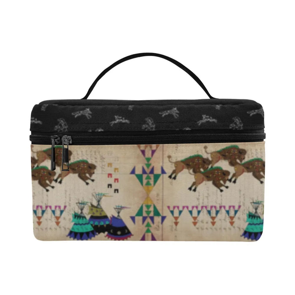 Buffalos Running Black Sky Cosmetic Bag/Large