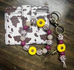 Burgundy Sunflower Keychain/Wallet Bundle